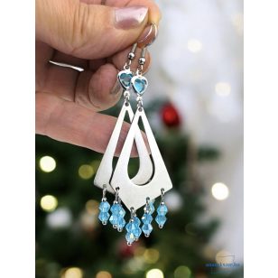   ANAN, nemesacél, hangsúlyos fülbevaló, antiallergén, gyöngyékszer, Fénylő Kékség