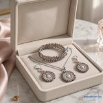ANAN, kézzel készült, horgolt gyöngyös karkötő, fülbevaló, medál láncon, bézs, arany, rózsaszín, Csillám