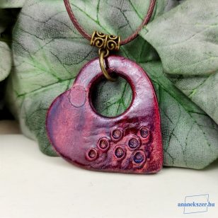   ANAN, művészi medál, agyag, polimer agyag ékszer, nyaklánc, Szívem2