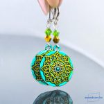 ANAN, kézzel festett fülbevaló, egyedi ékszer, Arany Mandala