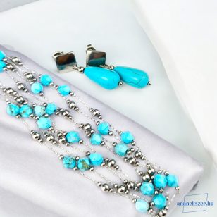   ANAN, nemesacél ékszer, fülbevaló, nyaklánc, Türkiz Varázs