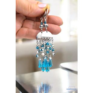   ANAN, nemesacél ékszer, hangsúlyos fülbevaló, gyöngyékszer, Kék Csillám