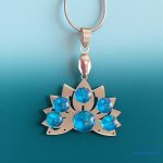 ANAN, nemesacél fülbevaló, nyaklánc, egyedi, üveglencsés ékszer, Kék Lótusz