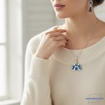 ANAN, nemesacél fülbevaló, nyaklánc, egyedi, üveglencsés ékszer, Kék Lótusz