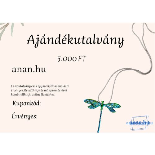 AJÁNDÉKUTALVÁNY 5.000,-FT ÉRTÉKBEN