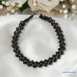 ANAN, kézzel készült, horgolt gyöngyös karkötő, fülbevaló, nyakék, bézs, Fekete Kristály