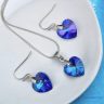   ANAN, nemesacél, fülbevaló, nyaklánc, üvegkristály, Kék Szív