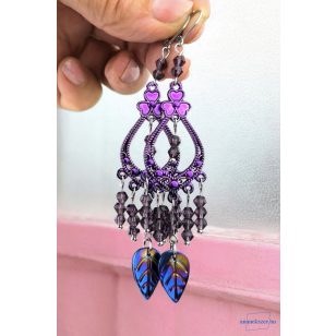   ANAN, hangsúlyos fülbevaló, kézzel festett, egyedi, gyöngyékszer, Liliána