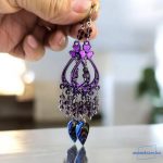 ANAN, hangsúlyos fülbevaló, kézzel festett, egyedi, gyöngyékszer, Liliána