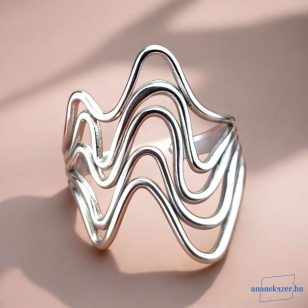   ANAN, szabályozható méretű, nemesacél gyűrű, minimalista ékszer, Hullámvonalak