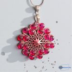 ANAN, kézzel festett, egyedi, üveglencsés ékszer, nyaklánc, fülbevaló, Pink Mandala