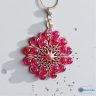   ANAN, kézzel festett, egyedi, üveglencsés ékszer, nyaklánc, fülbevaló, Pink Mandala
