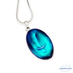 ANAN, egyedi, művészi, polimer agyag ékszer, fülbevaló, nyaklánc, csillámló színek, Kék Csepp