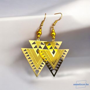   ANAN, nemesacél fülbevaló, aranyszín, antiallergén ékszer, Lux